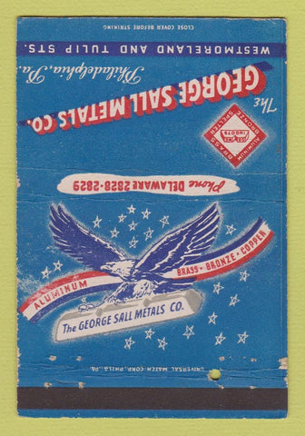 Matchbook Cover - George Sall Metals Philadelphia PA 40 Strike