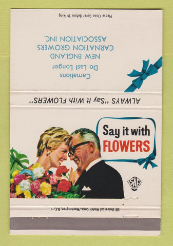 Matchbook Cover - New England Carnation Growers Association Flowers 40 Strike