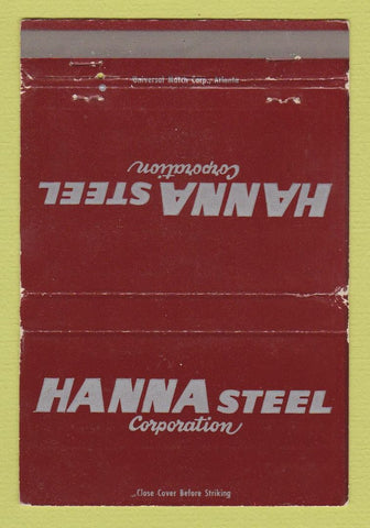 Matchbook Cover - Hanna Steel Corp WORN 40 Strike