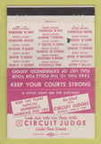 Matchbook Cover - Cercuit Judges Election 1959 Wayne County MI WORN 40 Strike