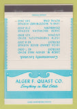 Matchbook Cover - Alger Quast Real Estate Detroit Livonia Royal Oak MI 40 Strike