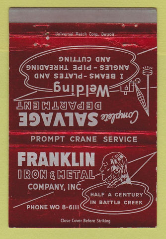 Matchbook Cover - Franklin Iron and Metal Battle Creek MI 40 Strike