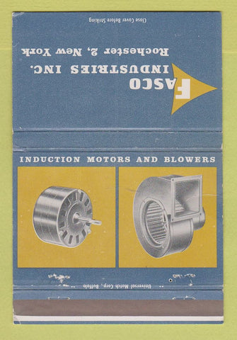 Matchbook Cover - Fasco Induction Motors Blowers Rochester NY 40 Strike
