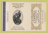 Matchbook Cover - L'Opera London UK England Genevieve 40 Strike
