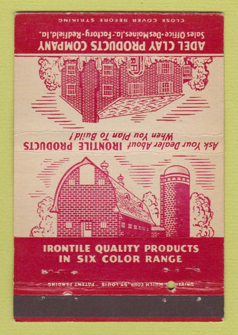 Matchbook Cover - Adel Clay Products Redfield IA Des Moines IA 40 Strike