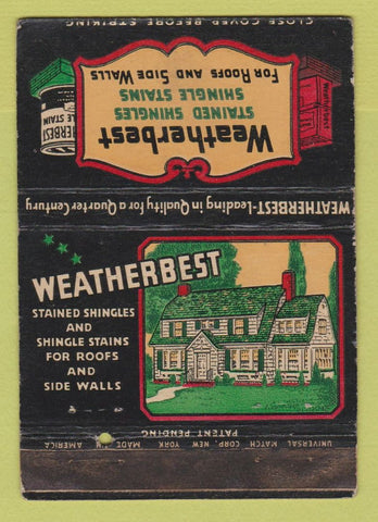 Matchbook Cover - Weatherbest Roof Shingles North Tonawanda NY WEAR 40 Strike