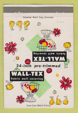 Matchbook Cover - Wall Tex Wallpaper Indianapolis IN WEAR 40 Strike