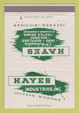 Matchbook Cover - Hayes Auto Fans Mufflers Jackson MI 40 Strike