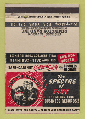 Matchbook Cover - Remington Fire Protection Cabinets Buffalo NY WEAR 40 Strike
