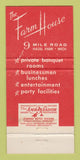 Matchbook Cover - The Farm House Restaurant Hazel Park MI WEAR 30 Strike