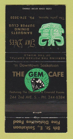 Matchbook Cover - Jay Dees Restaurant Gem Cafe Saskatoon SK WEAR 30 Strike