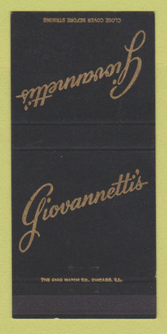Matchbook Cover - Giovannetti's Restaurant Chicago IL 30 Strike
