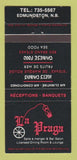 Matchbook Cover - La Praga Restaurant Edmundston NB 30 Strike