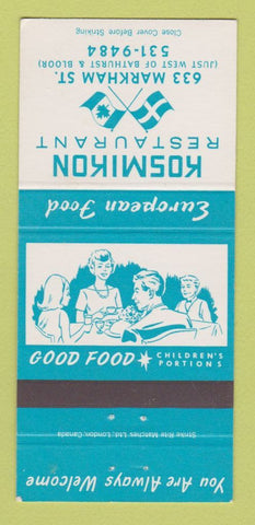 Matchbook Cover - Kosmikon Restaurant toronto ON 30 Strike