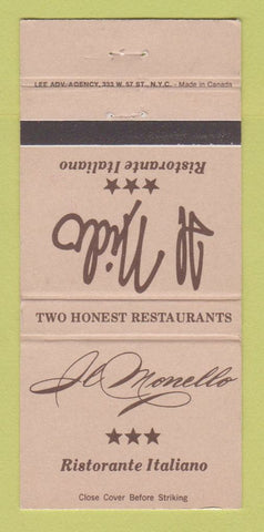 Matchbook Cover - Il Monello Italian Restaurant New York City 30 Strike