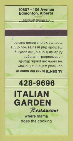 Matchbook Cover - Italian Garden Restaurant Edmonton AB 30 Strike