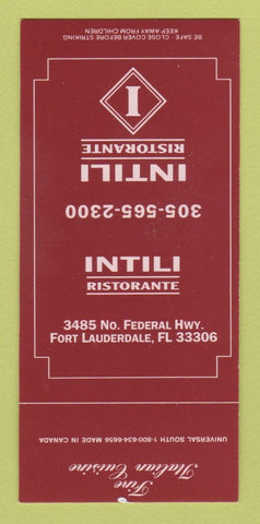 Matchbook Cover - Intili Ristorante Fort Lauderdale FL Italian SAMPLE 30 Strike