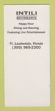 Matchbook Cover - Intili Ristorante Fort Lauderdale FL Italian SAMPLE 30 Strike