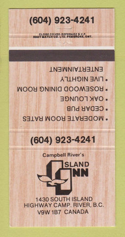 Matchbook Cover - Island Inn Campbell River BC 30 Strike