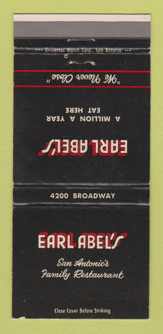 Matchbook Cover - Earl Abel's Restaurant San Antonio TX 30 Strike