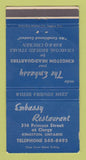 Matchbook Cover - Embassy Restaurant Kingston ON WORN 30 Strike