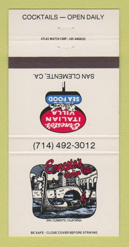 Matchbook Cover - Ernesto's Italian Villa San Clemente CA Restaurant 30 Strike
