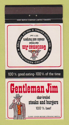 Matchbook Cover - Gentleman Jim Steaks Restaurant Canada 30 Strike