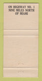 Matchbook Cover - Hofbrau Haus Hallandale FL WEAR 30 Strike