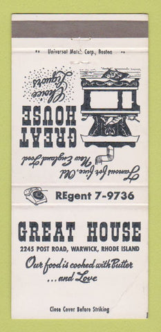 Matchbook Cover - Great House Restaurant Warwick RI 30 Strike