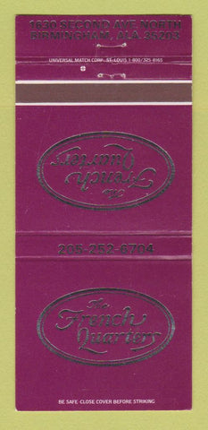 Matchbook Cover - French Quarters Restaurant Birmingham AL 30 Strike