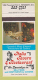 Matchbook Cover - Italia Tavern Restaurant Windsor ON 30 Strike