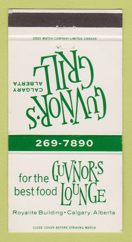 Matchbook Cover - Guvnor's Grill Calgary AB 30 Strike