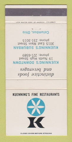 Matchbook Cover - Kuenning's Restaurants Columbus OH 30 Strike