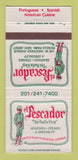 Matchbook Cover - El Pescador Restaurant Roselle Park NJ 30 Strike
