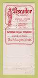 Matchbook Cover - El Pescador Restaurant Roselle Park NJ 30 Strike
