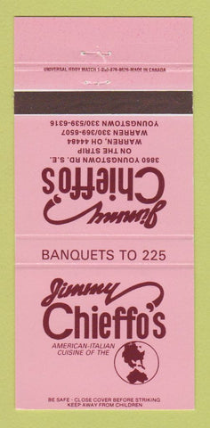 Matchbook Cover - Jimmy Chieffo's Italian Restaurant Warren OH 30 Strike