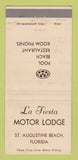 Matchbook Cover - La Fiesta Motor Lodge St Augustine Beach FL WEAR 30 Strike