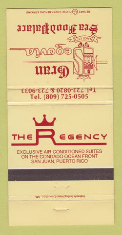 Matchbook Cover - The Regency San Juan Puerto Rico Gran Segovia 30 Strike