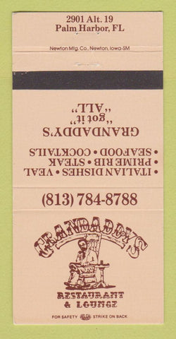 Matchbook Cover - Grandaddys Restaurant Palm Harbor FL 30 Strike