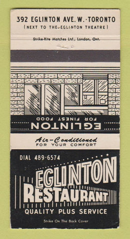 Matchbook Cover - Eglinton Restaurant Toronto ON WEAR 30 Strike