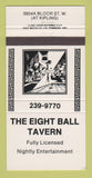 Matchbook Cover - Eight Ball Tavern Toronto ON 30 Strike