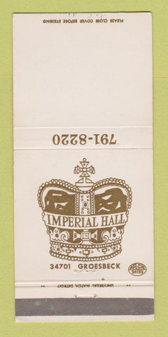 Matchbook Cover - Imperial Hall Detroit MI 30 Strike