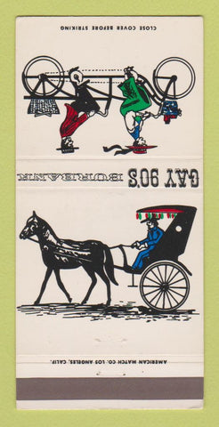Matchbook Cover - Gay 90's Burbank CA restaurant 30 Strike
