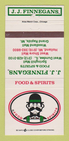 Matchbook Cover - JJ Finnegans Restaurant West Dundee IL Holland MI 30 Strike