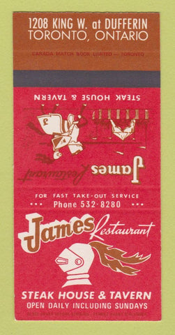 Matchbook Cover - James Restaurant Toronto ON SAMPLE 30 Strike