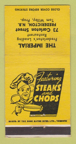 Matchbook Cover - Imperial Restaurant Fredericton NB YELLOW WEAR 30 Strike