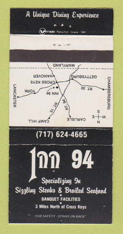 Matchbook Cover - Inn 94 Restaurant Cross Keys PA WEAR 30 Strike