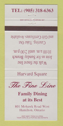 Matchbook Cover - Fine Line Restaurant Hamilton ON 30 Strike