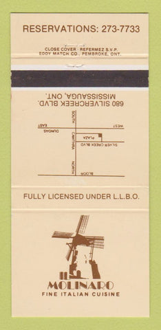 Matchbook Cover - Il Molinaro Italian Restaurant Mississauga ON 30 Strike
