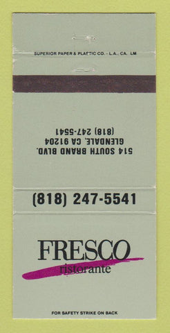 Matchbook Cover - Fresco Ristorante Glendale CA 30 Strike